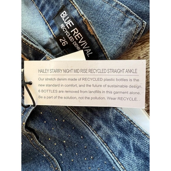 Blue Revival Hailey Starry Night Recycled Mid Rise Ankle Jeans Size 26" NWT - Picture 5 of 10